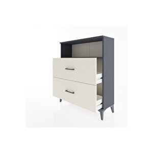 Arges Şifonyer Tek Raflı 2 Çekmeceli 88x30x106 Antrasit-aytaşı