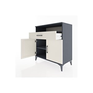 Hyperion Şifonyer Tek Raflı Tek Çekmeceli 2 Kapaklı 88x44x96 Antrasit-aytaşı