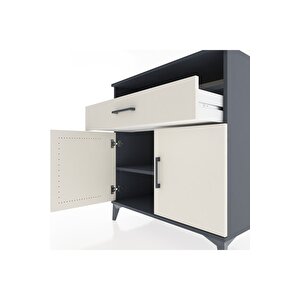 Hyperion Şifonyer Tek Raflı Tek Çekmeceli 2 Kapaklı 88x44x96 Antrasit-aytaşı