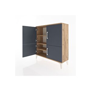 Arges Şifonyer 3 Raflı 4 Kapaklı 88x30x96 Çam-antrasit