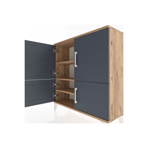 Arges Şifonyer 3 Raflı 4 Kapaklı 88x30x96 Çam-antrasit