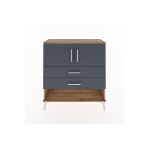 Arges Şifonyer 2 Raflı 2 Çekmeceli 2 Kapaklı 88x30x96 Çam-antrasit