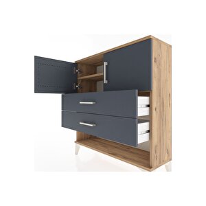 Arges Şifonyer 2 Raflı 2 Çekmeceli 2 Kapaklı 88x30x96 Çam-antrasit