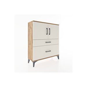 Arges Şifonyer 2 Raflı 2 Çekmeceli 2 Kapaklı 88x30x106 Çam-aytaşı