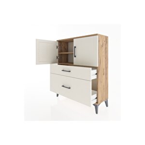 Arges Şifonyer 2 Raflı 2 Çekmeceli 2 Kapaklı 88x30x106 Çam-aytaşı