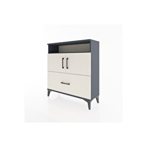 Arges Şifonyer 3 Raflı Tek Çekmeceli 2 Kapaklı 88x30x96 Antrasit-aytaşı