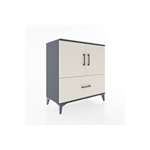 Hyperion Şifonyer 3 Raflı Tek Çekmeceli 2 Kapaklı 88x44x96 Antrasit-aytaşı