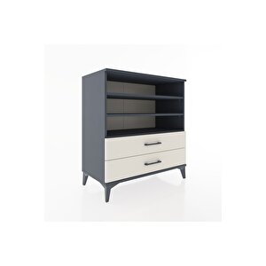 Hyperion Şifonyer 3 Raflı 2 Çekmeceli 88x44x96 Antrasit-aytaşı