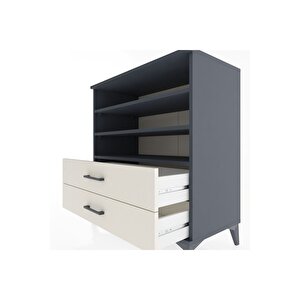 Hyperion Şifonyer 3 Raflı 2 Çekmeceli 88x44x96 Antrasit-aytaşı