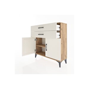 Arges Şifonyer Tek Raflı 2 Çekmeceli 2 Kapaklı 88x30x96 Çam-aytaşı