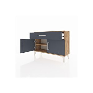 Arges Şifonyer Tek Raflı Tek Çekmeceli 2 Kapaklı 88x30x64 Çam-antrasit