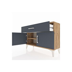 Arges Şifonyer Tek Raflı Tek Çekmeceli 2 Kapaklı 88x30x64 Çam-antrasit