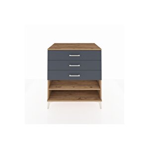 Kronos Şifonyer Tek Raflı 3 Çekmeceli 88x59x96 Çam-antrasit