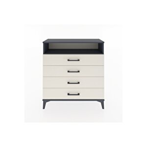 Arges Şifonyer Tek Raflı 4 Çekmeceli 88x30x96 Antrasit-aytaşı