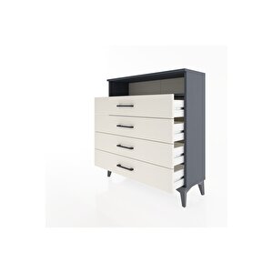 Arges Şifonyer Tek Raflı 4 Çekmeceli 88x30x96 Antrasit-aytaşı