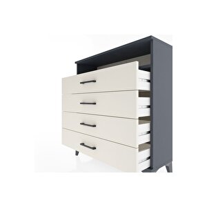 Arges Şifonyer Tek Raflı 4 Çekmeceli 88x30x96 Antrasit-aytaşı