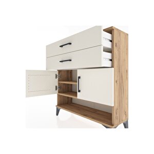 Arges Şifonyer 2 Raflı 2 Çekmeceli 2 Kapaklı 88x30x96 Çam-aytaşı
