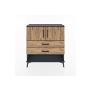 Arges Şifonyer 2 Raflı 2 Çekmeceli 2 Kapaklı 88x30x96 Antrasit-çam