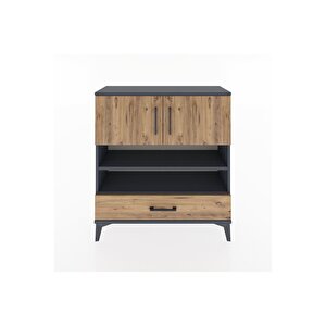 Arges Şifonyer 4 Raflı Tek Çekmeceli 2 Kapaklı 88x30x96 Antrasit-çam