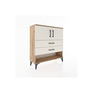 Arges Şifonyer 2 Raflı 2 Çekmeceli 2 Kapaklı 88x30x96 Çam-aytaşı