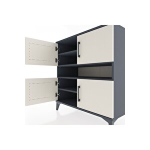 Hyperion Şifonyer 5 Raflı 4 Kapaklı 88x44x96 Antrasit-aytaşı