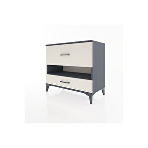 Hyperion Şifonyer Tek Raflı 2 Çekmeceli 88x44x80 Antrasit-aytaşı