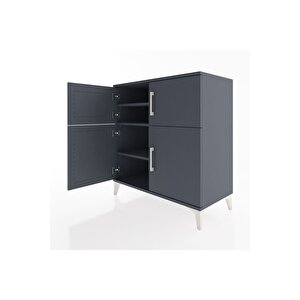 Hyperion Şifonyer 3 Raflı 4 Kapaklı 88x44x96 Antrasit-antrasit