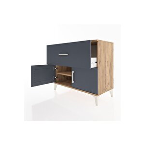 Hyperion Şifonyer Tek Raflı Tek Çekmeceli 2 Kapaklı 88x44x80 Çam-antrasit