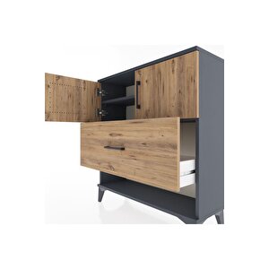 Arges Şifonyer 2 Raflı Tek Çekmeceli 2 Kapaklı 88x30x96 Antrasit-çam