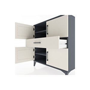 Hyperion Şifonyer 3 Raflı Tek Çekmeceli 4 Kapaklı 88x44x96 Antrasit-aytaşı