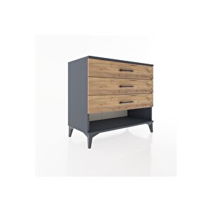 Hyperion Şifonyer 3 Çekmeceli 88x44x80 Antrasit-çam