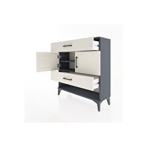 Arges Şifonyer 2 Raflı 2 Çekmeceli 2 Kapaklı 88x30x96 Antrasit-aytaşı