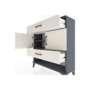 Arges Şifonyer 2 Raflı 2 Çekmeceli 2 Kapaklı 88x30x96 Antrasit-aytaşı