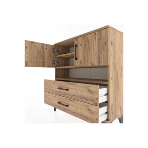 Arges Şifonyer 3 Raflı 2 Çekmeceli 2 Kapaklı 88x30x96 Çam-çam