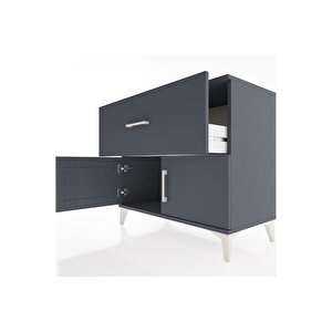 Hyperion Şifonyer Tek Çekmeceli 2 Kapaklı 88x44x80 Antrasit-antrasit