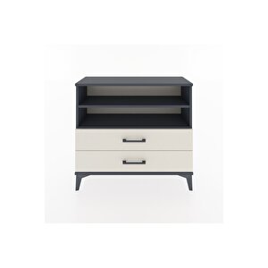 Arges Şifonyer 2 Raflı 2 Çekmeceli 88x30x80 Antrasit-aytaşı