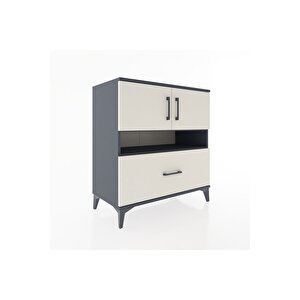 Hyperion Şifonyer 3 Raflı Tek Çekmeceli 2 Kapaklı 88x44x96 Antrasit-aytaşı