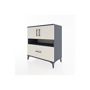 Hyperion Şifonyer 3 Raflı Tek Çekmeceli 2 Kapaklı 88x44x96 Antrasit-aytaşı