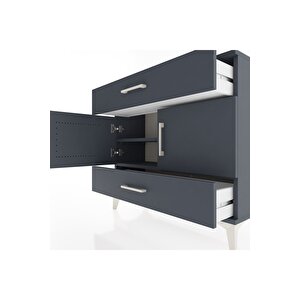 Arges Şifonyer 2 Raflı 2 Çekmeceli 2 Kapaklı 88x30x80 Antrasit-antrasit