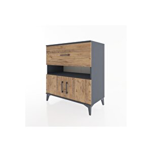 Hyperion Şifonyer Tek Raflı Tek Çekmeceli 2 Kapaklı 88x44x96 Antrasit-çam