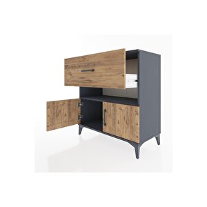 Hyperion Şifonyer Tek Raflı Tek Çekmeceli 2 Kapaklı 88x44x96 Antrasit-çam