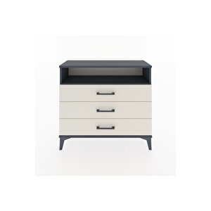 Arges Şifonyer Tek Raflı 3 Çekmeceli 88x30x80 Antrasit-aytaşı