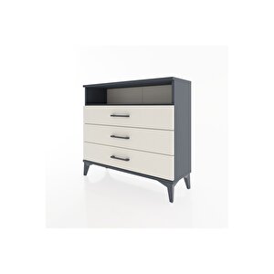 Arges Şifonyer Tek Raflı 3 Çekmeceli 88x30x80 Antrasit-aytaşı