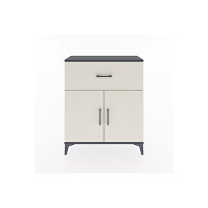 Arges Şifonyer Tek Raflı Tek Çekmeceli 2 Kapaklı 88x30x106 Antrasit-aytaşı