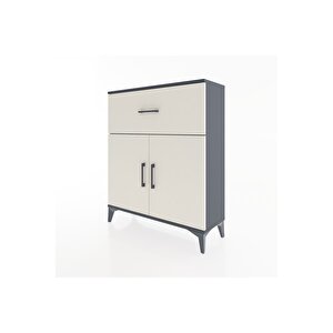 Arges Şifonyer Tek Raflı Tek Çekmeceli 2 Kapaklı 88x30x106 Antrasit-aytaşı