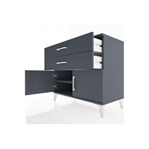 Hyperion Şifonyer Tek Raflı 2 Çekmeceli 2 Kapaklı 88x44x80 Antrasit-antrasit