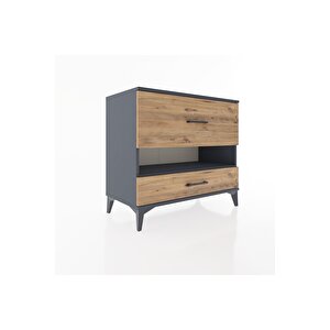 Hyperion Şifonyer Tek Raflı 2 Çekmeceli 88x44x80 Antrasit-çam