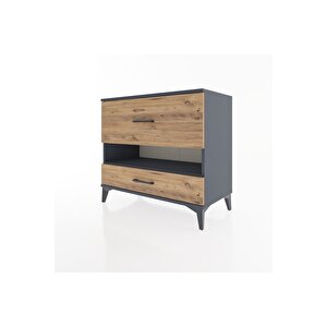 Hyperion Şifonyer Tek Raflı 2 Çekmeceli 88x44x80 Antrasit-çam