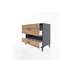 Hyperion Şifonyer Tek Raflı 2 Çekmeceli 88x44x80 Antrasit-çam