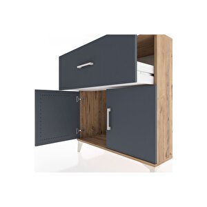 Hyperion Şifonyer Tek Çekmeceli 2 Kapaklı 88x44x96 Çam-antrasit